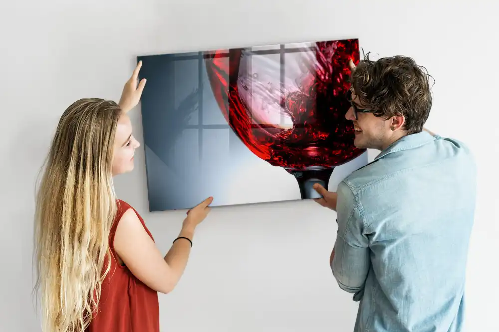 Magnetická skleněná tabule s motivem sklenky vína
