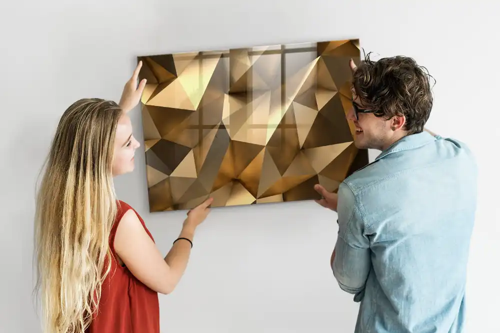 Skleněná magnetická tabule s motivem geometrické abstrakce