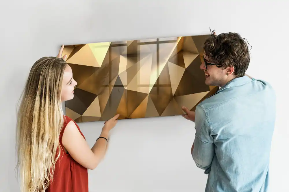 Skleněná magnetická tabule s motivem geometrické abstrakce