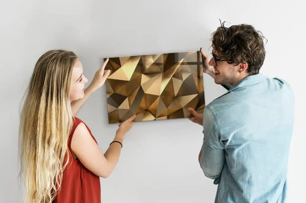 Skleněná magnetická tabule s motivem geometrické abstrakce