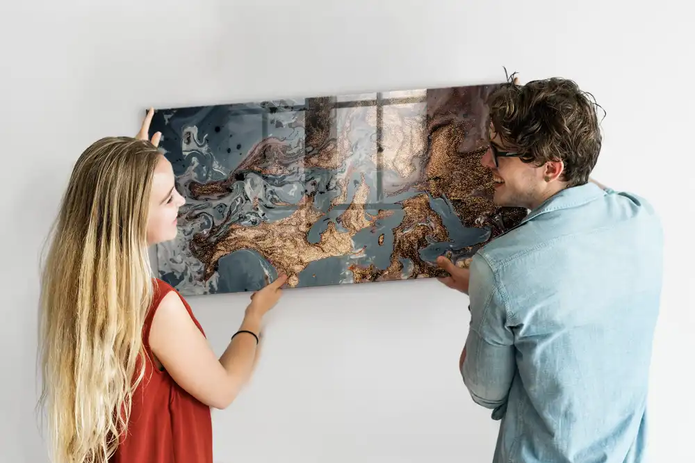 Dekorativní skleněná magnetická tabule s motivem kamene