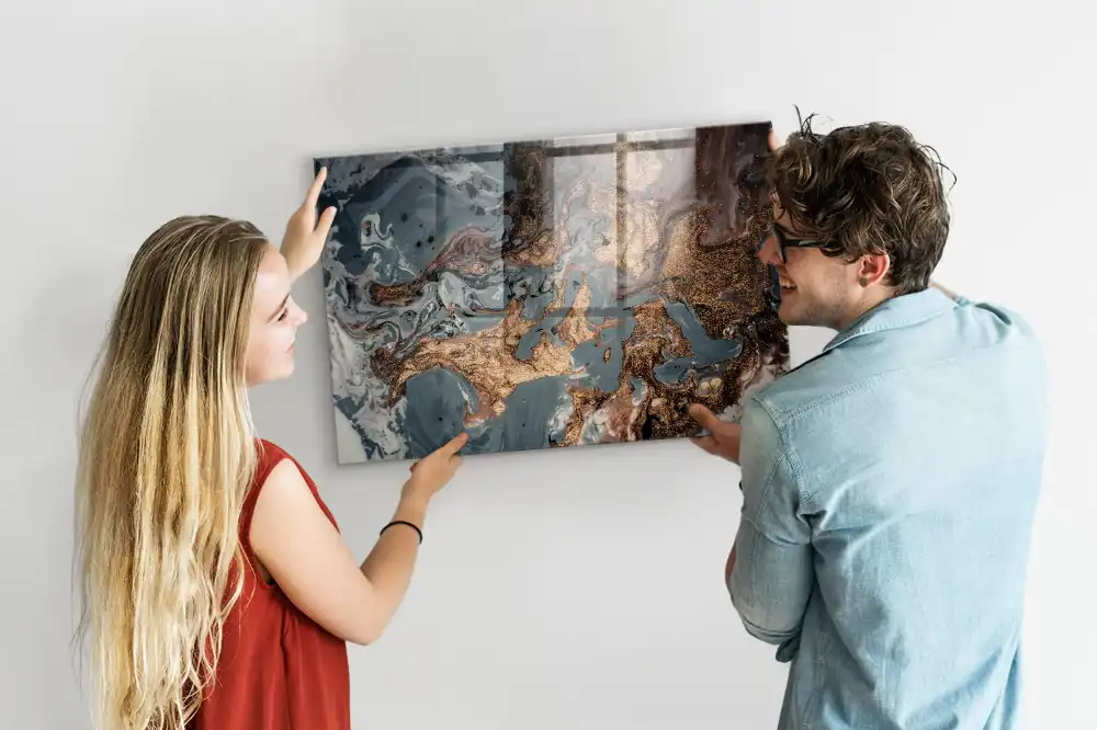 Dekorativní skleněná magnetická tabule s motivem kamene