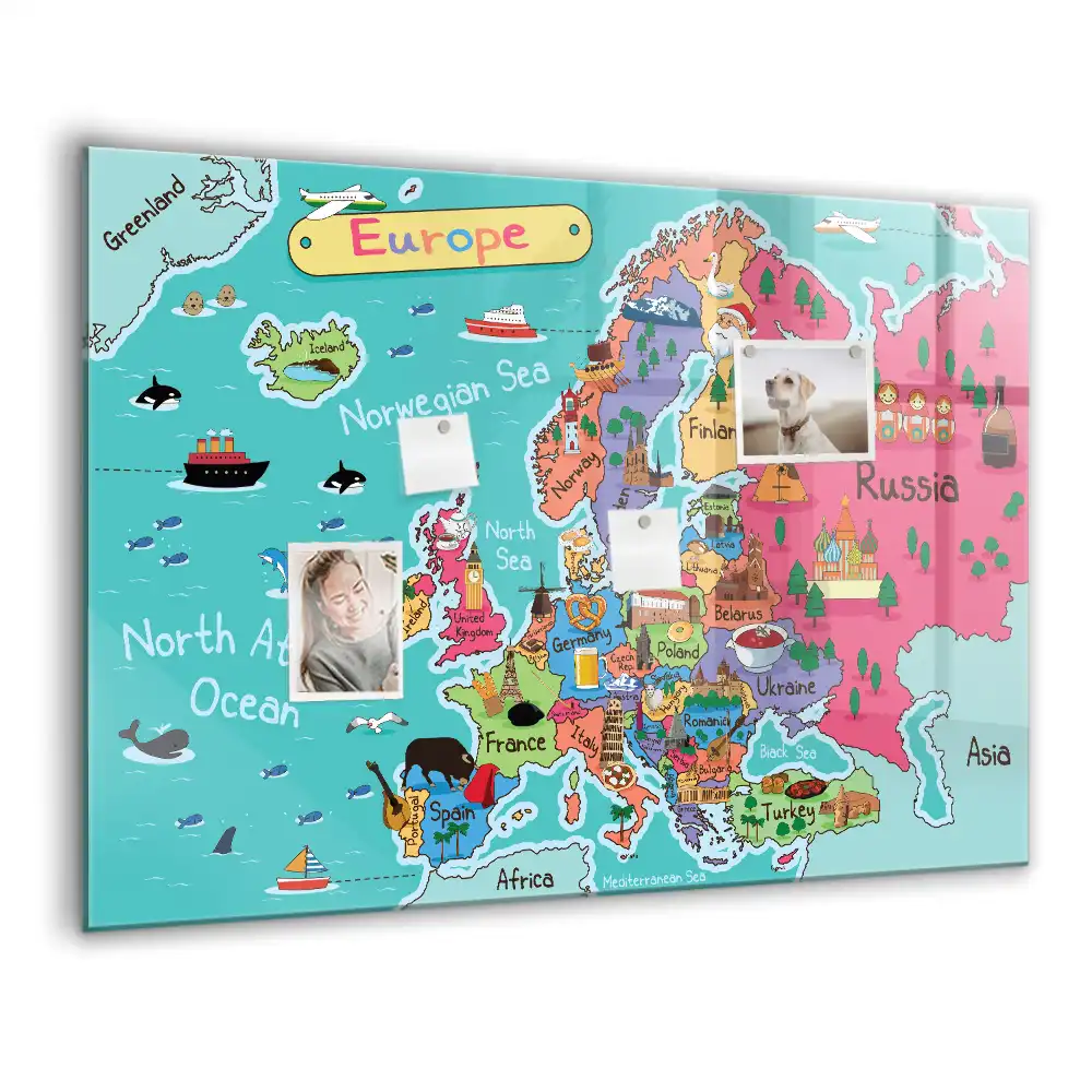 Magnetická tabule s mapou Evropy