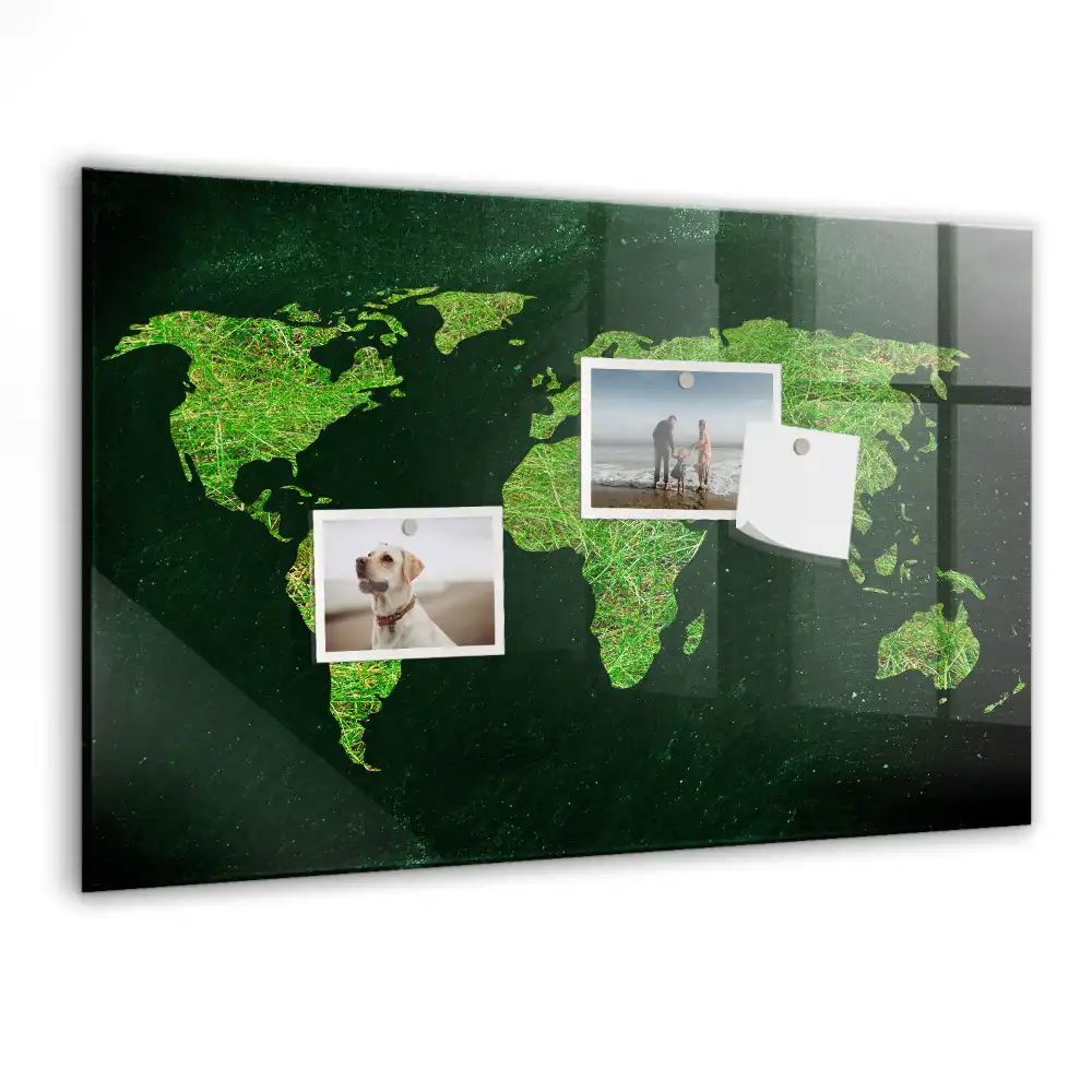 Zelená magnetická tabule mapa světa