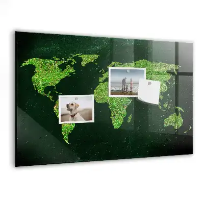 Zelená magnetická tabule mapa světa