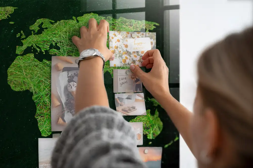 Zelená magnetická tabule mapa světa