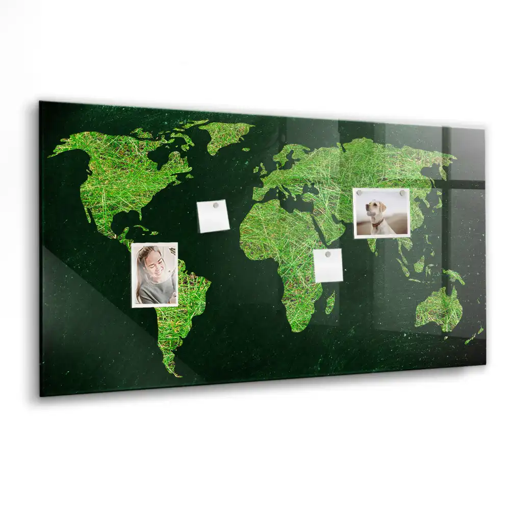 Zelená magnetická tabule mapa světa