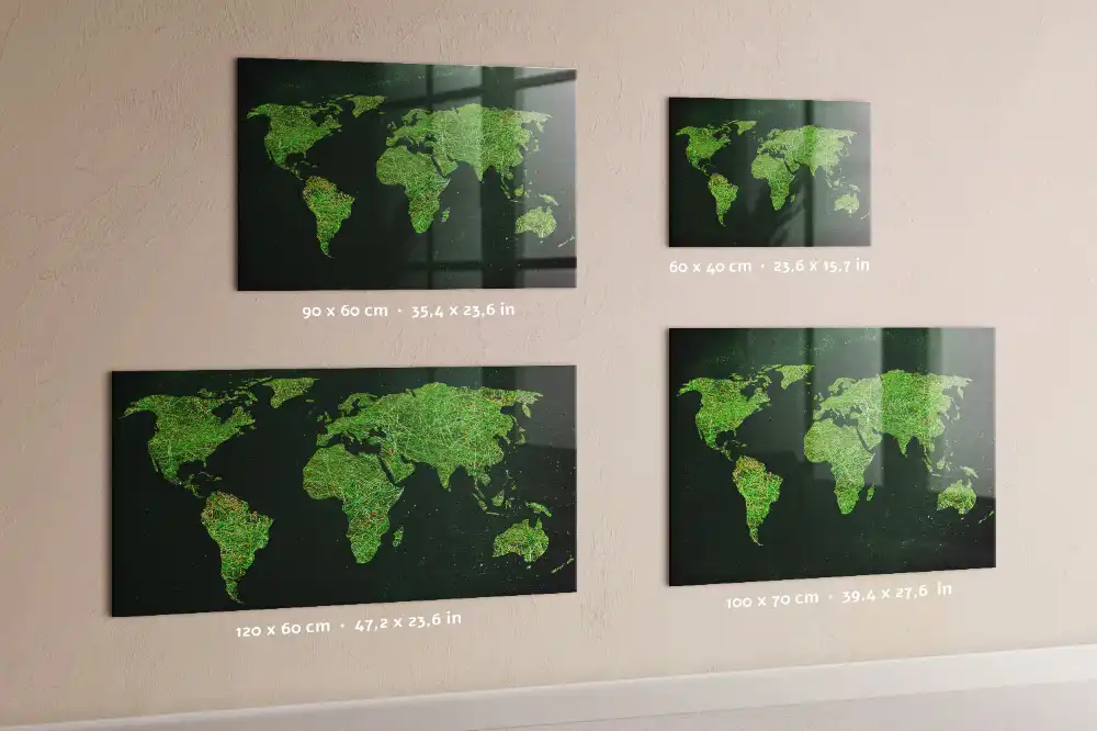 Zelená magnetická tabule mapa světa