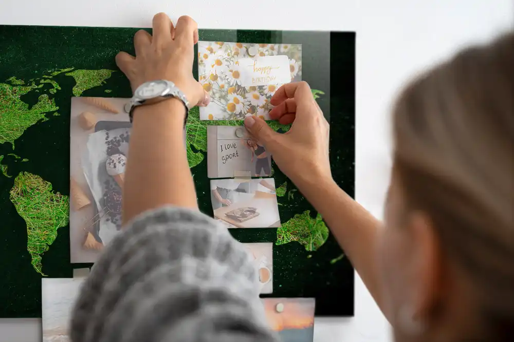 Zelená magnetická tabule mapa světa