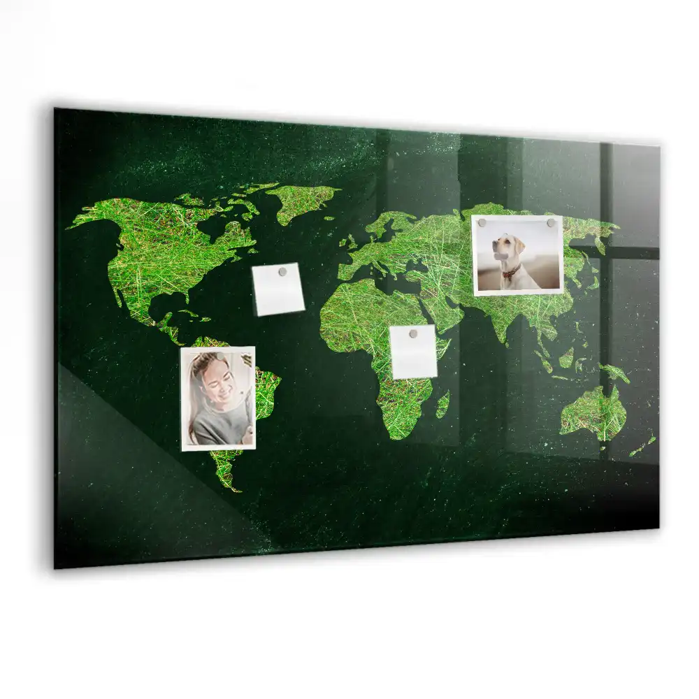 Zelená magnetická tabule mapa světa