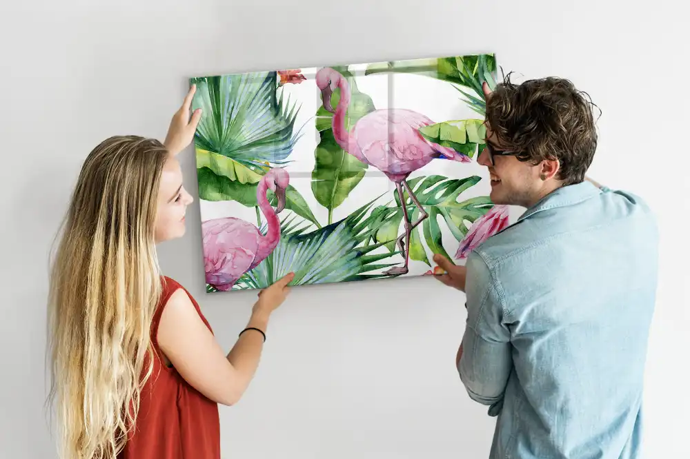 Magnetická tabule s motivem přírody a plameňáků