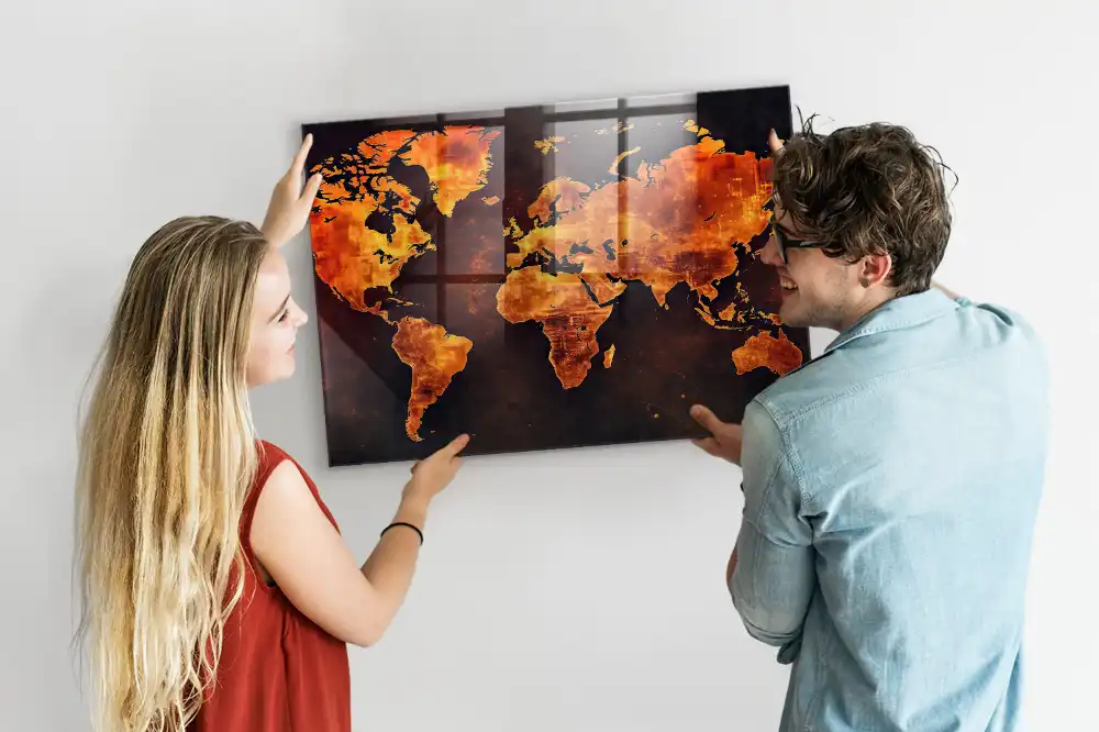 Magnetická nástěnná tabule s motivem atlasu světa