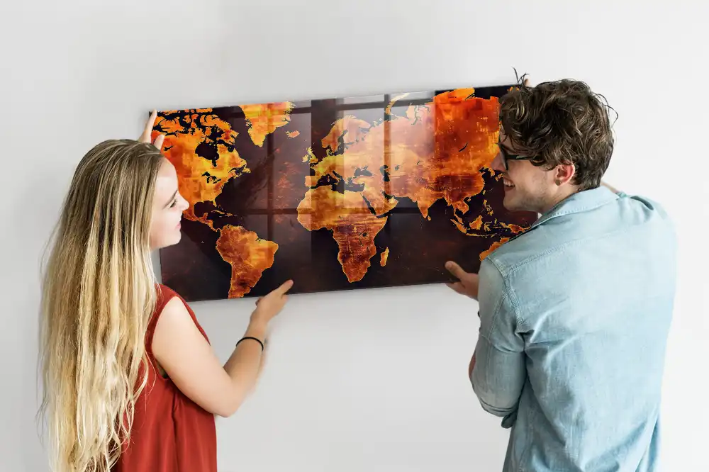 Magnetická nástěnná tabule s motivem atlasu světa