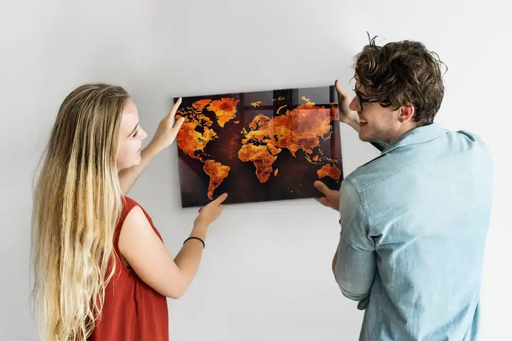 Magnetická nástěnná tabule s motivem atlasu světa