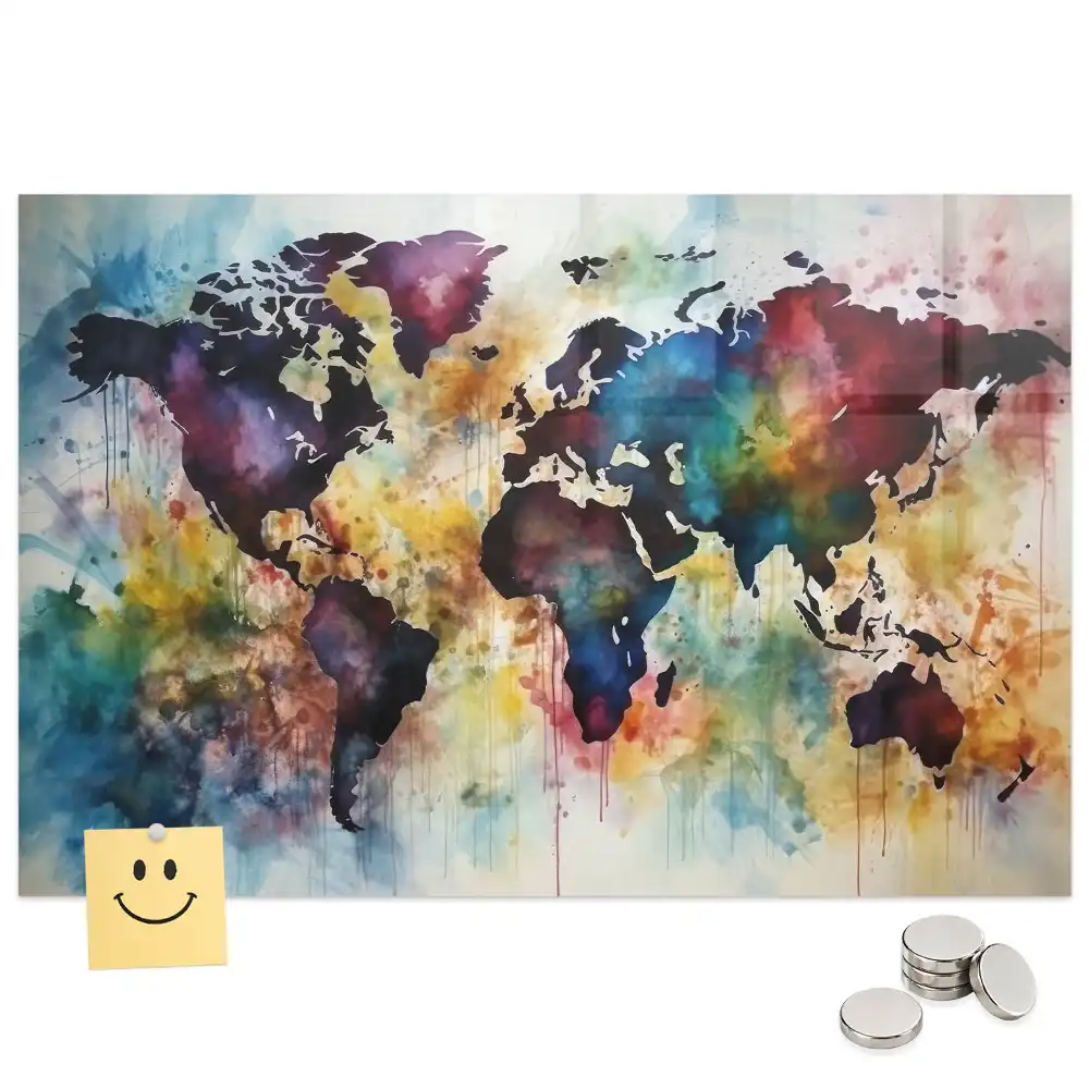 Skleněná magnetická tabule Akvarelový atlas