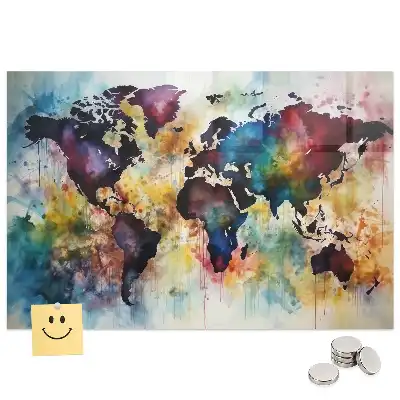 Skleněná magnetická tabule Akvarelový atlas