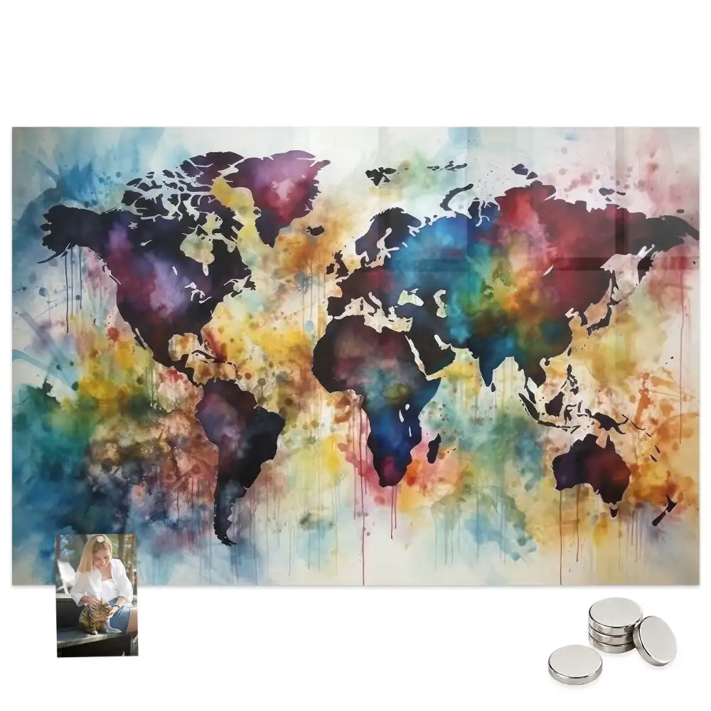 Skleněná magnetická tabule Akvarelový atlas