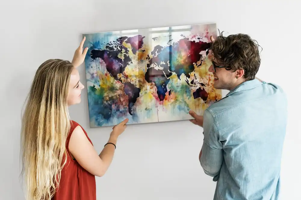 Skleněná magnetická tabule Akvarelový atlas