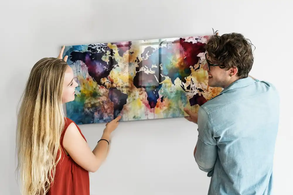 Skleněná magnetická tabule Akvarelový atlas