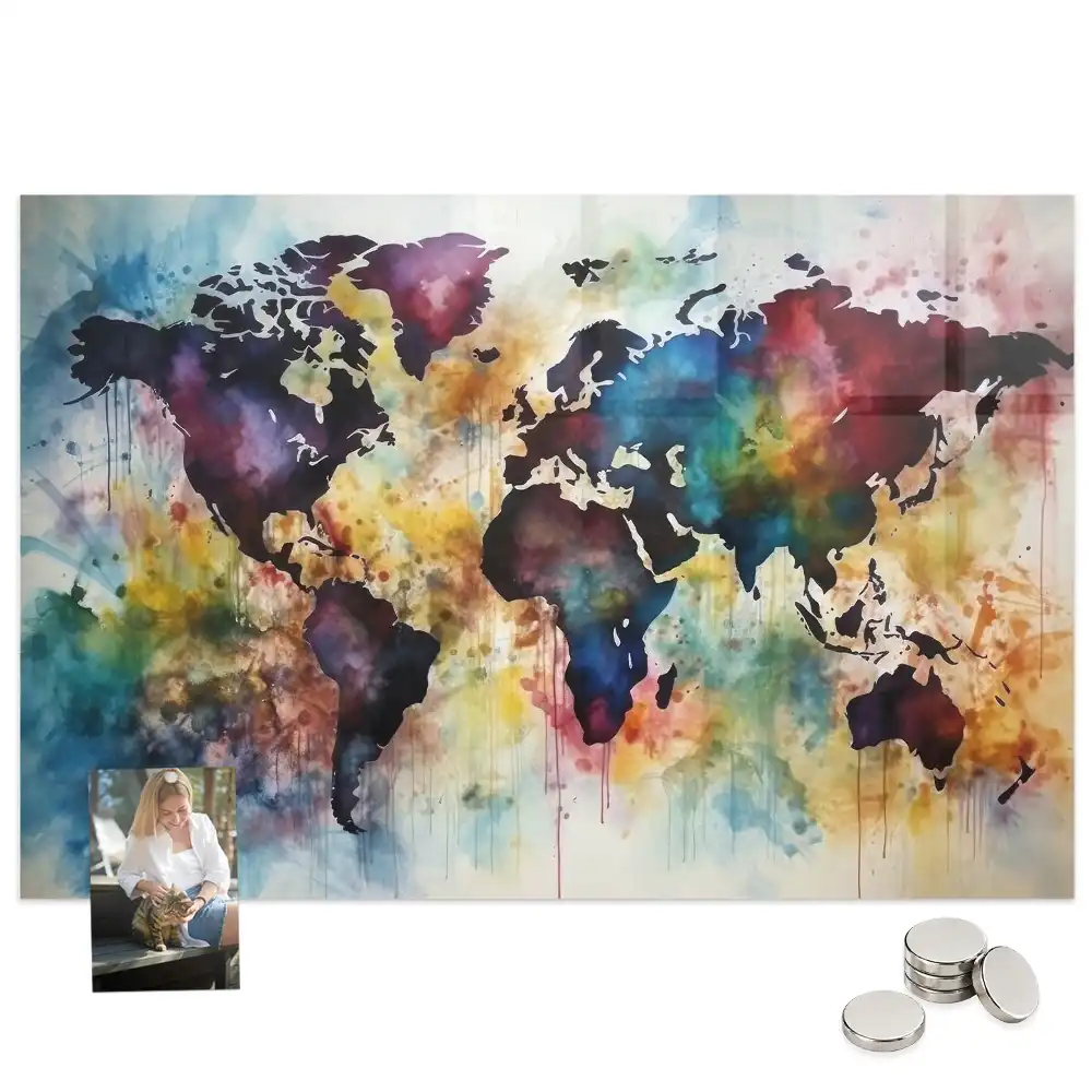 Skleněná magnetická tabule Akvarelový atlas