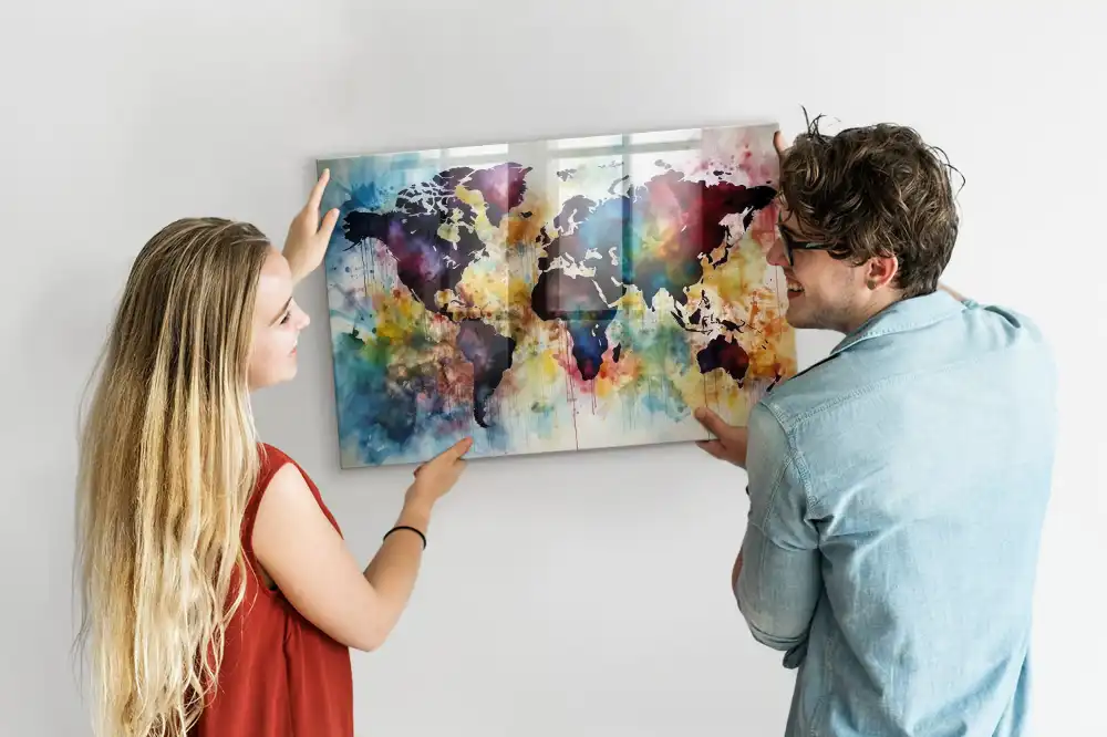 Skleněná magnetická tabule Akvarelový atlas