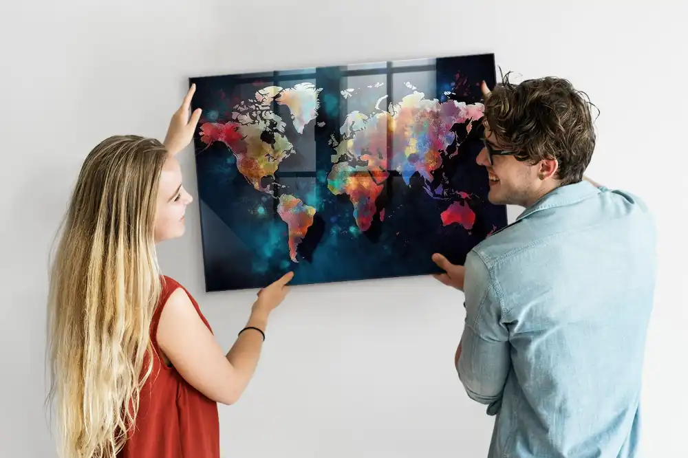 Magnetická tabule na zeď se vzorem geometrie světa