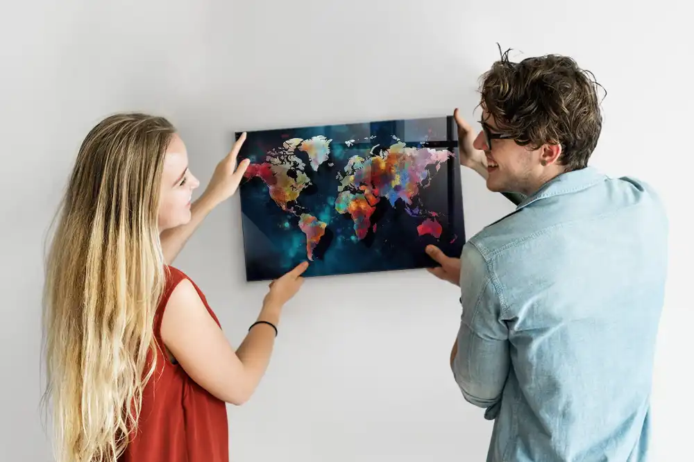 Magnetická tabule na zeď se vzorem geometrie světa
