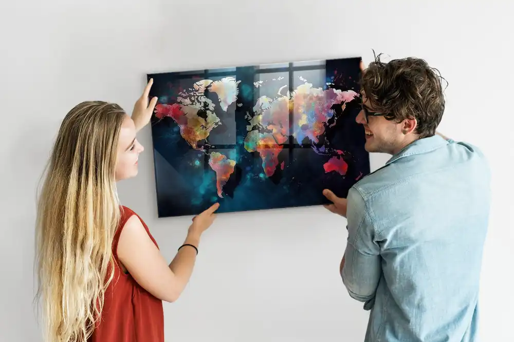 Magnetická tabule na zeď se vzorem geometrie světa