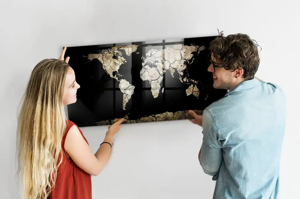 Magnetická tabule na zeď se stíratelnou mapou světa