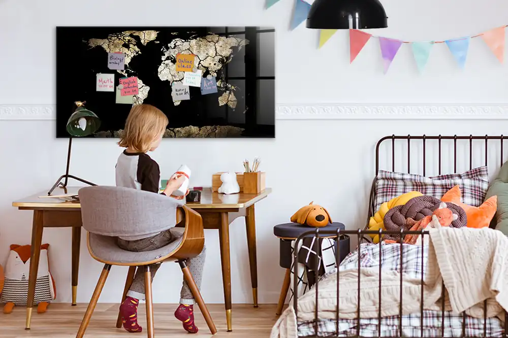 Magnetická tabule na zeď se stíratelnou mapou světa