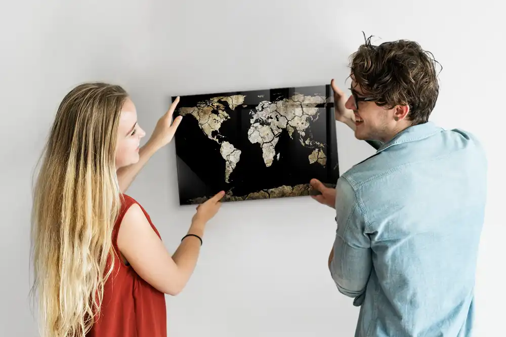 Magnetická tabule na zeď se stíratelnou mapou světa