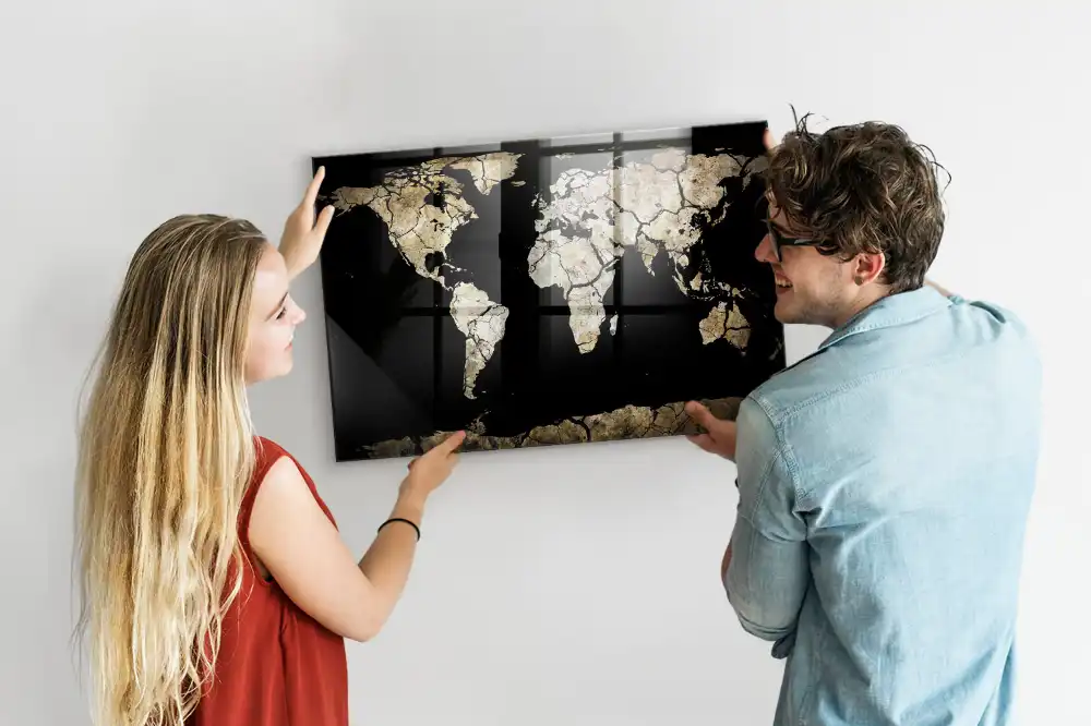 Magnetická tabule na zeď se stíratelnou mapou světa
