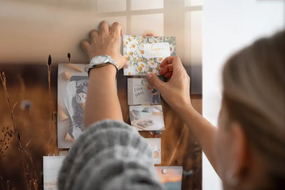 Magnetická tabule na zeď s motivem louky při východu slunce