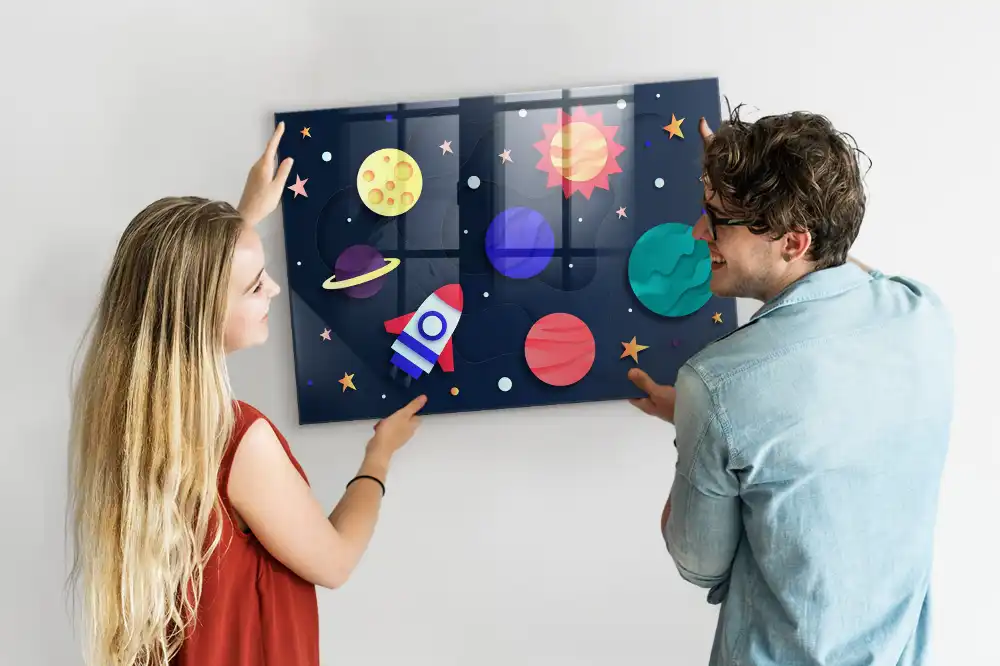 Magnetická tabule pro děti s motivem vesmíru