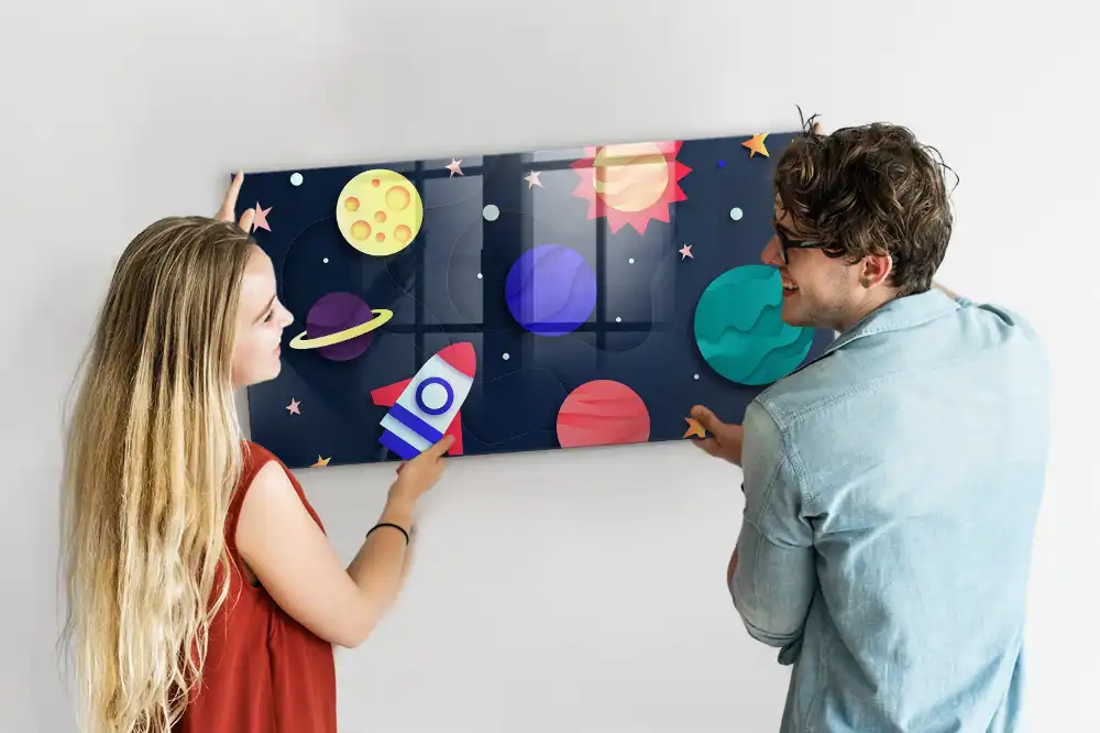 Magnetická tabule pro děti s motivem vesmíru