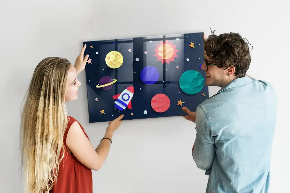 Magnetická tabule pro děti s motivem vesmíru