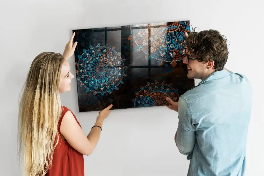 Nástěnná magnetická tabule s geometrickým vzorem