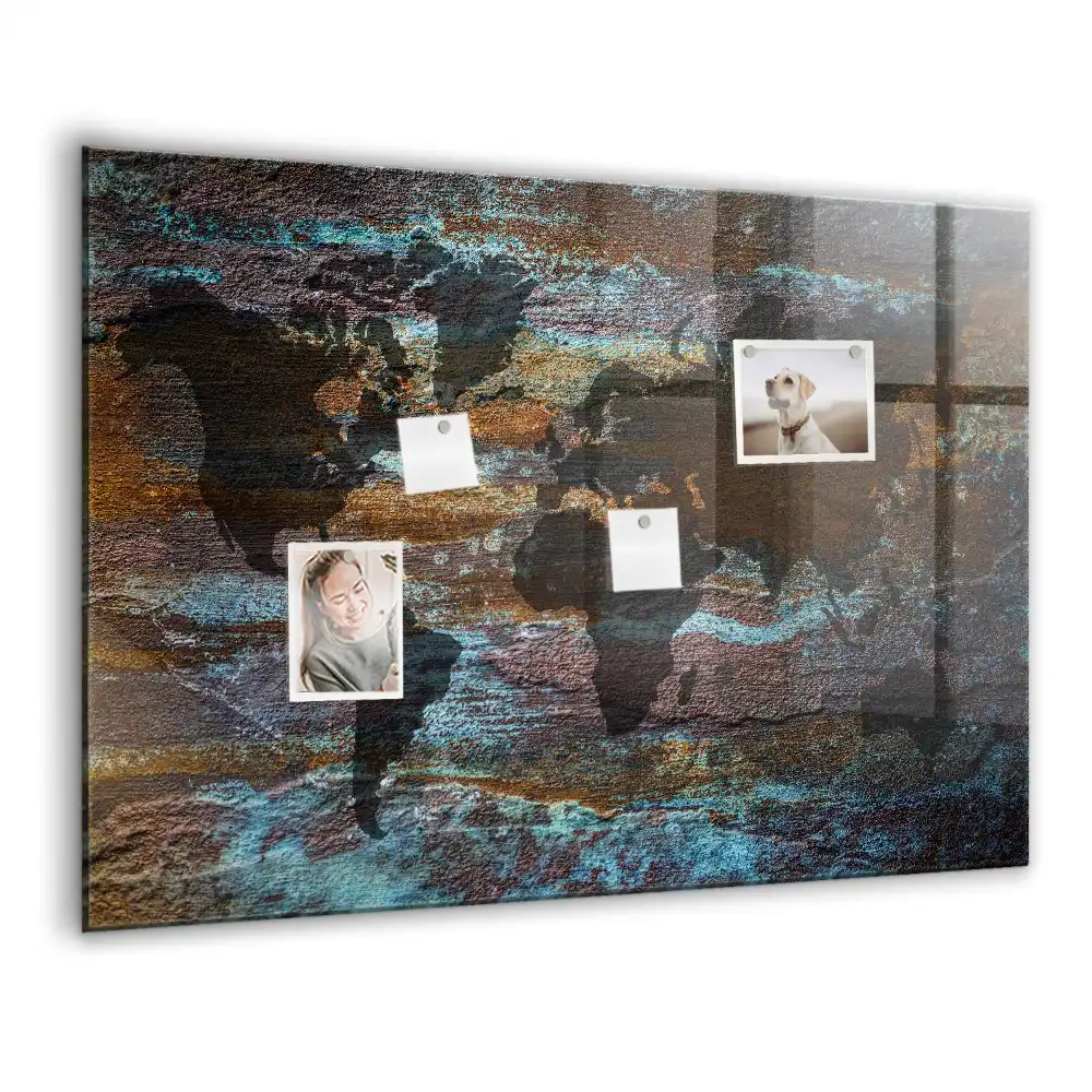 Magnetická tabule mapa světa s efektem rzi