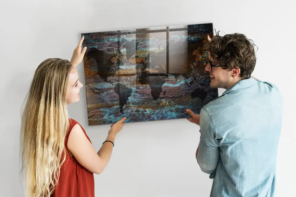 Magnetická tabule mapa světa s efektem rzi