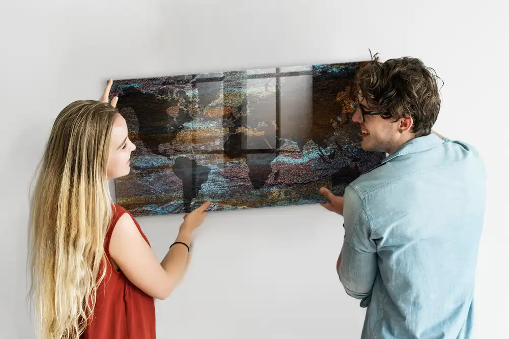 Magnetická tabule mapa světa s efektem rzi