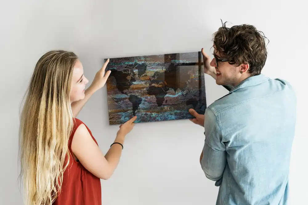 Magnetická tabule mapa světa s efektem rzi