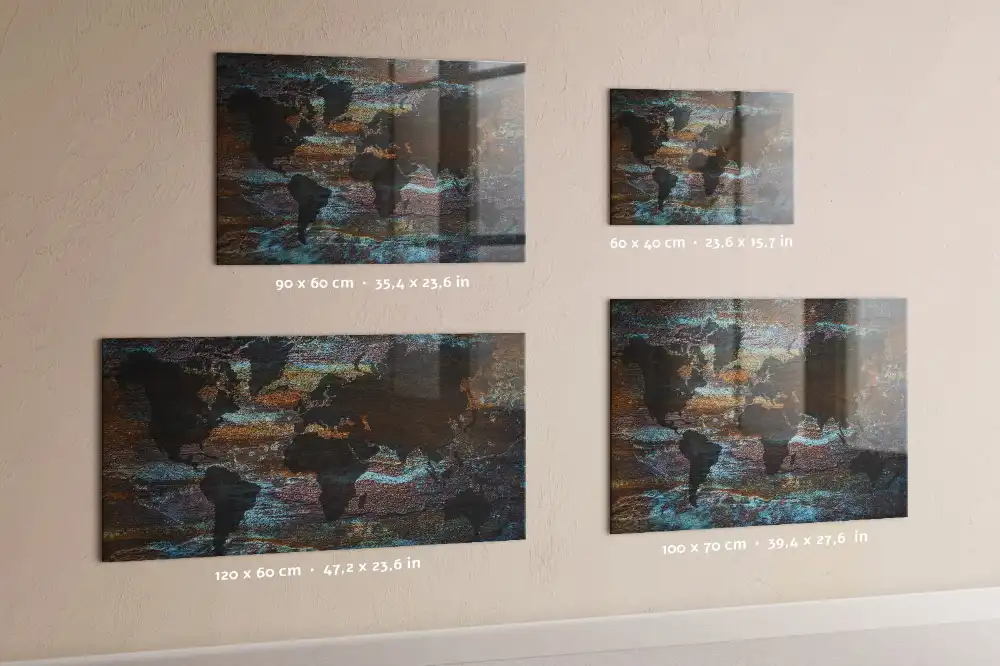 Magnetická tabule mapa světa s efektem rzi
