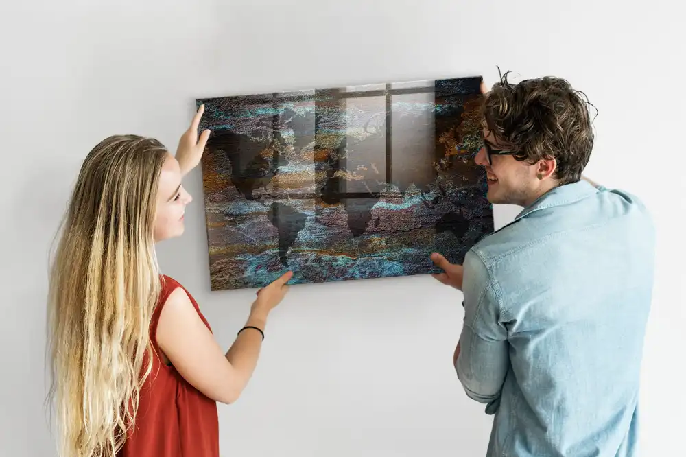 Magnetická tabule mapa světa s efektem rzi