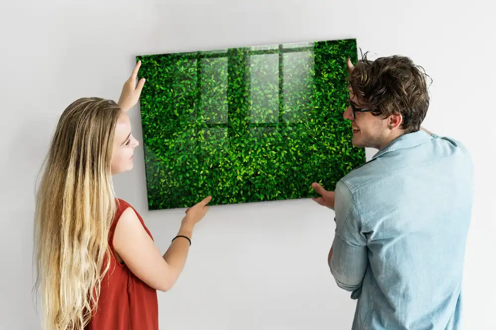 Skleněná magnetická tabule s motivem listnatého plotu