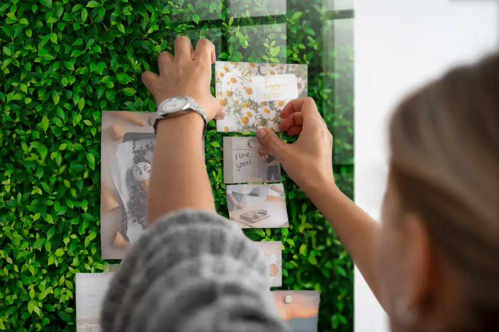 Skleněná magnetická tabule s motivem listnatého plotu