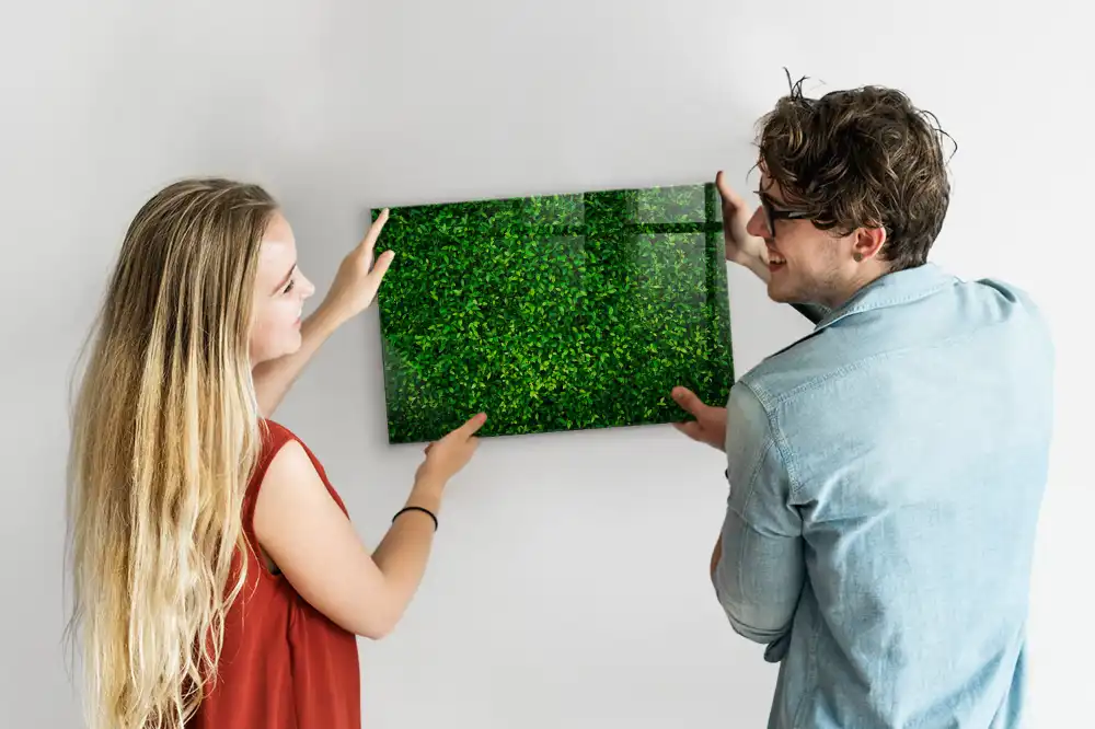Skleněná magnetická tabule s motivem listnatého plotu