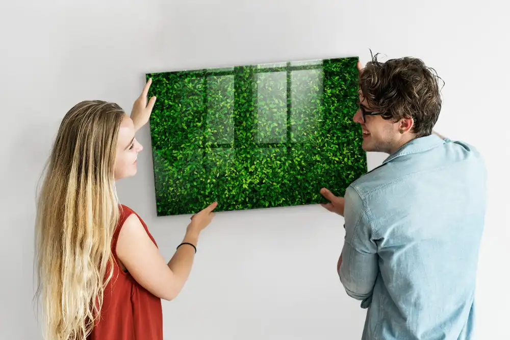 Skleněná magnetická tabule s motivem listnatého plotu