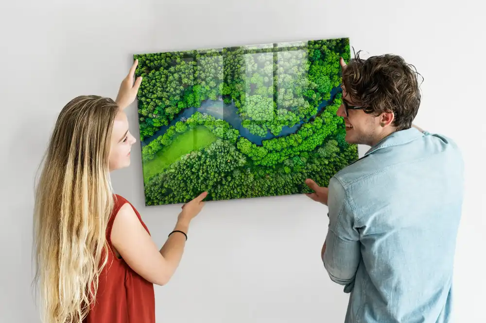 Magnetická tabule na zeď motiv lesního potoka
