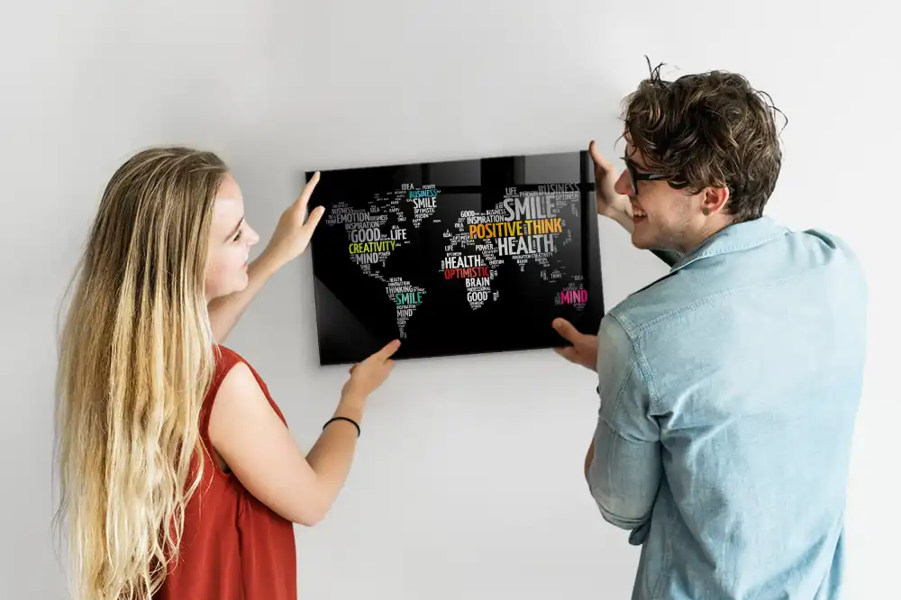 Barevná magnetická tabule s mapou světa