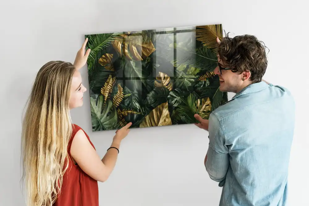 Magnetická tabule na zeď s motivem listů z džungle